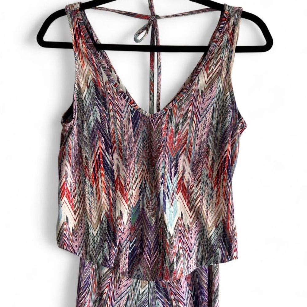 Multi-Colored Chevron Patterned Jumpsuit With Rel… - image 2